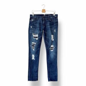 7 for all mankind Women's Low Rise Roxanne Distressed Blue Jeans Size 31